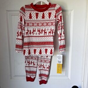Christmas Pajamas Unisex Kids 4T Toddler Holiday‎ Jammies Reindeer BxJ